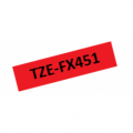 TZe-FX451 Nhãn siêu dẻo, chữ đen trên nền đỏ 24 mm