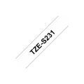 TZe-S231 Nhãn siêu dính, chữ đen trên nền trắng 12 mm