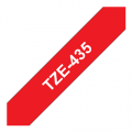 TZe-435 Nhãn tiêu chuẩn, chữ trắng trên nền đỏ 12mm