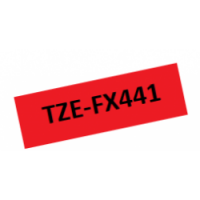TZe-FX441 Nhãn siêu dẻo, chữ đen trên nền đỏ 18 mm