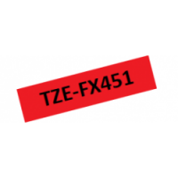 TZe-FX451 Nhãn siêu dẻo, chữ đen trên nền đỏ 24 mm