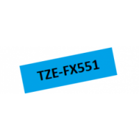 TZe-FX551 Nhãn siêu dẻo, chữ đen trên nền xanh dương 24 mm