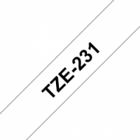 TZe-231 Nhãn tiêu chuẩn, chữ đen trên nền trắng 12mm