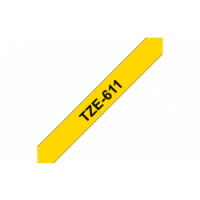 TZe-611 Nhãn tiêu chuẩn, chữ đen trên nền vàng 6mm