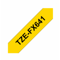 TZe-FX641 Nhãn siêu dẻo, chữ đen trên nền vàng 18mm
