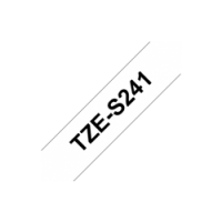TZe-S241 Nhãn siêu dính, chữ đen trên nền trắng 18 mm