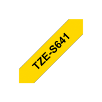TZe-S641 Nhãn siêu dính, chữ đen trên nền vàng 18 mm