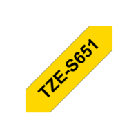 TZe-S651 Nhãn siêu dính, chữ đen trên nền vàng 24 mm