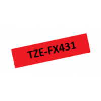 TZe-FX431 Nhãn siêu dẻo, chữ đen trên nền đỏ 12 mm