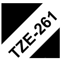 TZe-261 Nhãn tiêu chuẩn, chữ đen trên nền trắng 36 mm