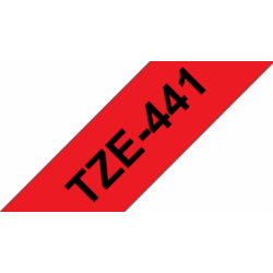 TZe-441 Nhãn tiêu chuẩn, chữ đen trên nền đỏ 18 mm