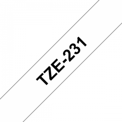 TZe-231 Nhãn tiêu chuẩn, chữ đen trên nền trắng 12mm