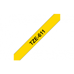 TZe-611 Nhãn tiêu chuẩn, chữ đen trên nền vàng 6mm