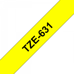 TZe-631 Nhãn tiêu chuẩn, chữ đen trên nền vàng 12mm