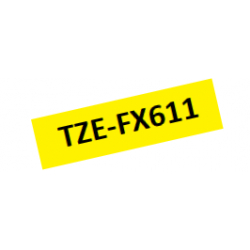 TZe-FX611 Nhãn siêu dẻo, chữ đen trên nền vàng 6 mm