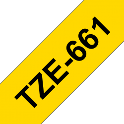 TZe-661 Nhãn tiêu chuẩn, chữ đen trên nền vàng 36 mm