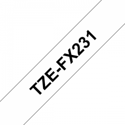 TZe-FX231 Nhãn siêu dẻo, chữ đen trên nền trắng 12mm