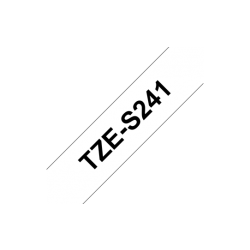 TZe-S241 Nhãn siêu dính, chữ đen trên nền trắng 18 mm