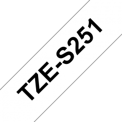 TZe-S251 Nhãn siêu dính, chữ đen trên nền trắng 24 mm