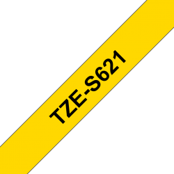 TZe-S621 Nhãn siêu dính, chữ đen trên nền vàng 9 mm