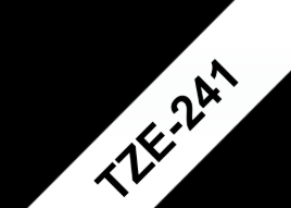 TZe-241 Nhãn tiêu chuẩn, chữ đen trên nền trắng 18 mm