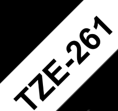 TZe-261 Nhãn tiêu chuẩn, chữ đen trên nền trắng 36 mm