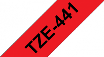 TZe-441 Nhãn tiêu chuẩn, chữ đen trên nền đỏ 18 mm