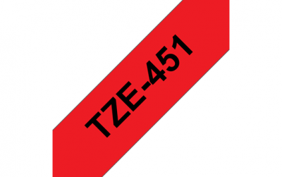 TZe-451 Nhãn tiêu chuẩn, chữ đen trên nền đỏ 24 mm