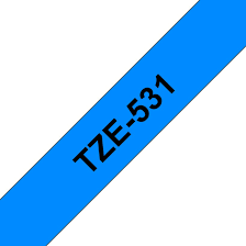 TZe-531 Nhãn tiêu chuẩn, chữ đen trên nền xanh dương 12 mm