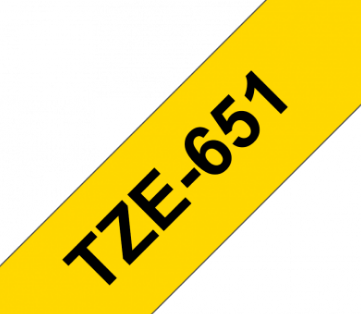 TZe-651 Nhãn tiêu chuẩn, chữ đen trên nền vàng 24 mm