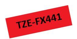 TZe-FX441 Nhãn siêu dẻo, chữ đen trên nền đỏ 18 mm