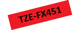 TZe-FX451 Nhãn siêu dẻo, chữ đen trên nền đỏ 24 mm