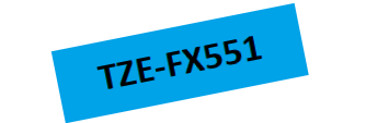 TZe-FX551 Nhãn siêu dẻo, chữ đen trên nền xanh dương 24 mm