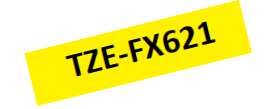 TZe-FX621 Nhãn siêu dẻo, chữ đen trên nền vàng 9 mm