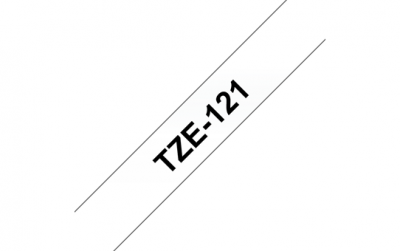 TZe-121 Nhãn tiêu chuẩn, chữ đen trên nền trong 9mm