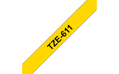 TZe-611 Nhãn tiêu chuẩn, chữ đen trên nền vàng 6mm