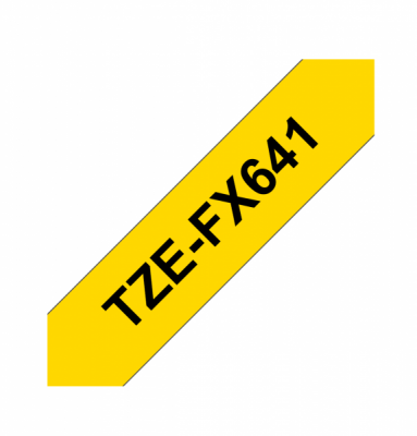 TZe-FX641 Nhãn siêu dẻo, chữ đen trên nền vàng 18mm