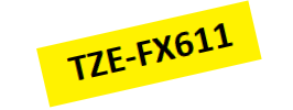 TZe-FX611 Nhãn siêu dẻo, chữ đen trên nền vàng 6 mm