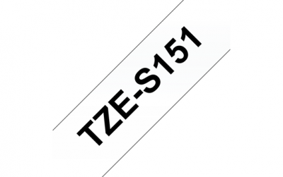 TZe-S151 Nhãn siêu dính, chữ đen trên nền trong 24 mm