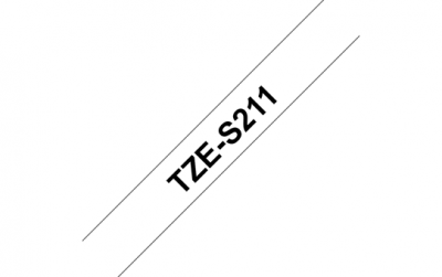 TZe-S211 Nhãn siêu dính, chữ đen trên nền trắng 6 mm