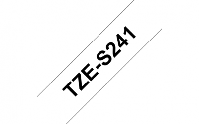 TZe-S241 Nhãn siêu dính, chữ đen trên nền trắng 18 mm