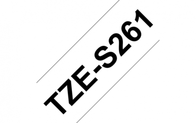 TZe-S261 Nhãn siêu dính, chữ đen trên nền trắng 36 mm
