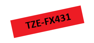 TZe-FX431 Nhãn siêu dẻo, chữ đen trên nền đỏ 12 mm