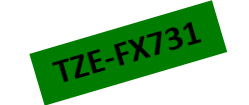 TZe-FX731 Nhãn siêu dẻo, chữ đen trên nền xanh lá 12 mm