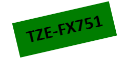 TZe-FX751 Nhãn siêu dẻo, chữ đen trên nền xanh lá 24 mm