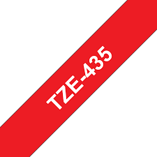 TZe-435 Nhãn tiêu chuẩn, chữ trắng trên nền đỏ 12mm